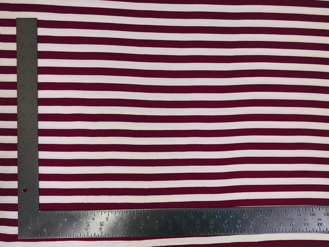 1 Yard DTY Double Sided Knit Horizontal Stripe Print Fabric For Dresses Tops Apparel 58/60 Inches Wide