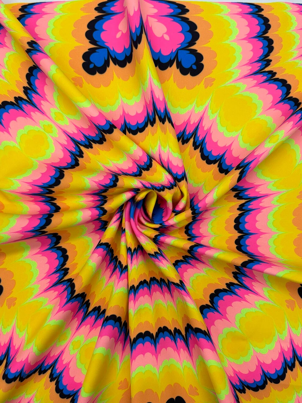 1 Yard Yellow Tie-Dye Illusion Spandex Fabric Four-Way Stretch Material 58/60 Inches Wide