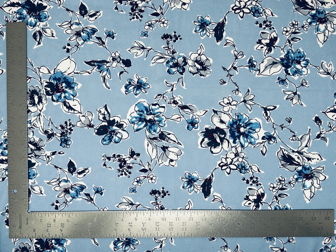 1 Yard Liverpool Knit Floral Print Fabric Textured Stretchy Apparel Material 58&#x22;-60&#x22; Width