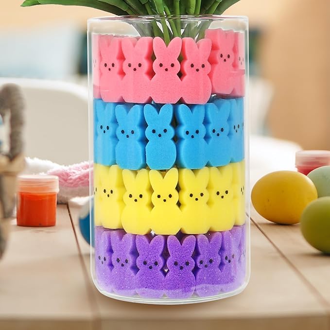 Easter Decorations, 64pcs Cute Sponge Bunnies Vase Filler, Spring Indoor Decor for Tiered Tray and Table Decorations