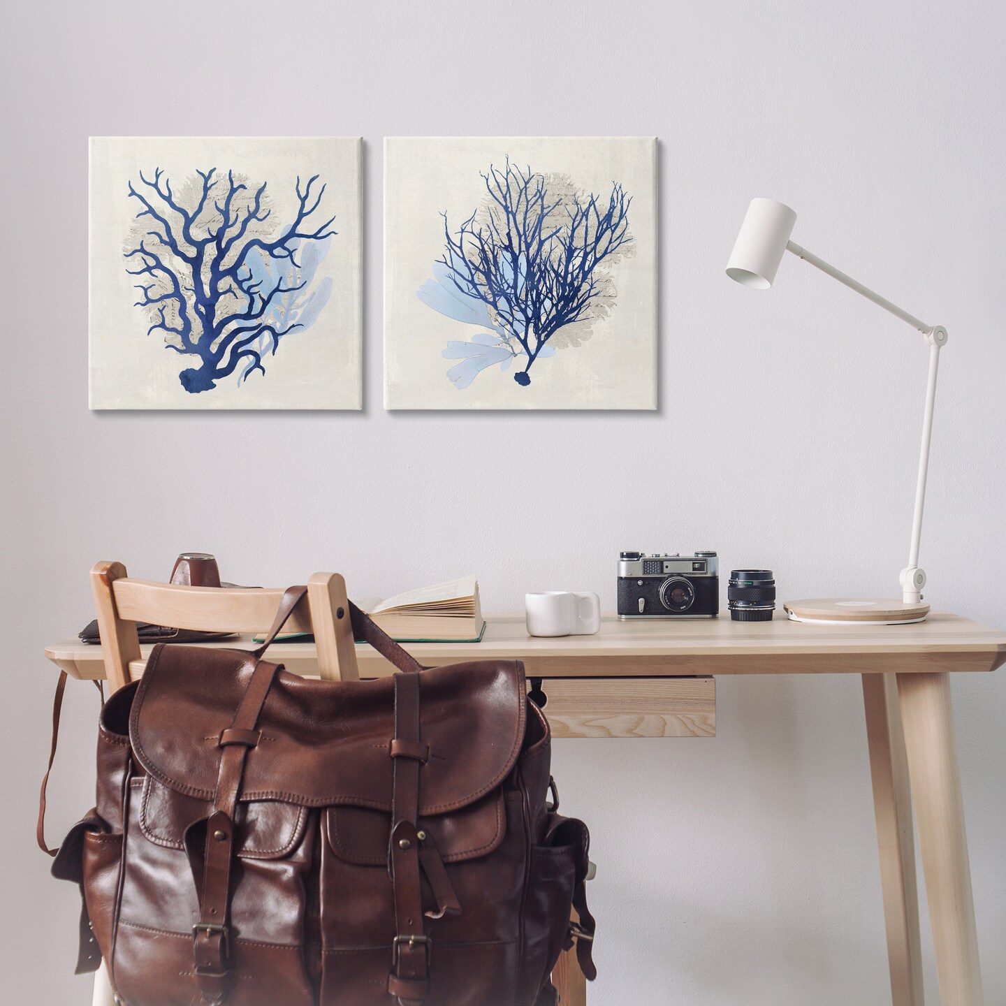 Stupell Industries Blue Coral Branches 2pc Canvas Wall Art Set Design by Susan Arnot