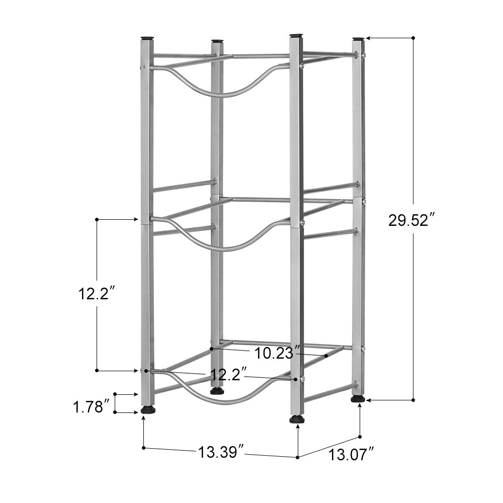 3 Tier 5 Gallon Water Jug Holder Water Bottle Storage Rack, Silver