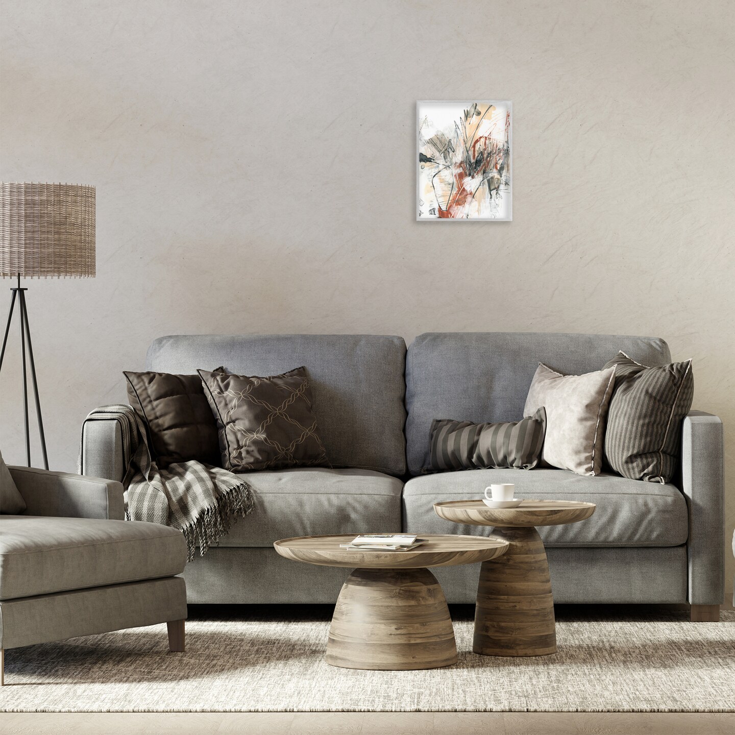 Stupell Industries Terracotta & Grey Abstract Framed Giclee Wall Art Design by June Erica Vess