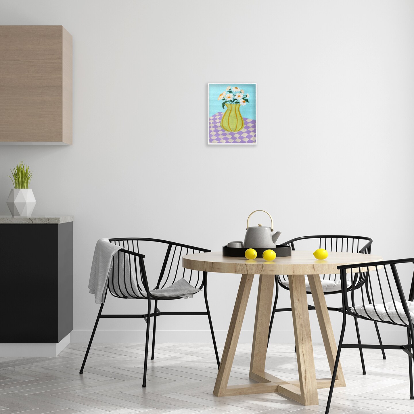 Stupell Industries Retro Checkers Vase Framed Giclee Wall Art Design by Nikita Jariwala