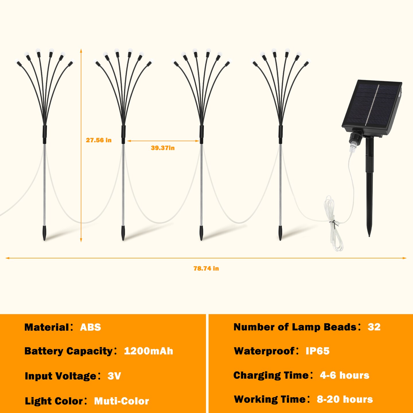 Solar Garden Light 4pcs LED Solar Firefly Lights 8 Mode Waterproof Outdoor Light