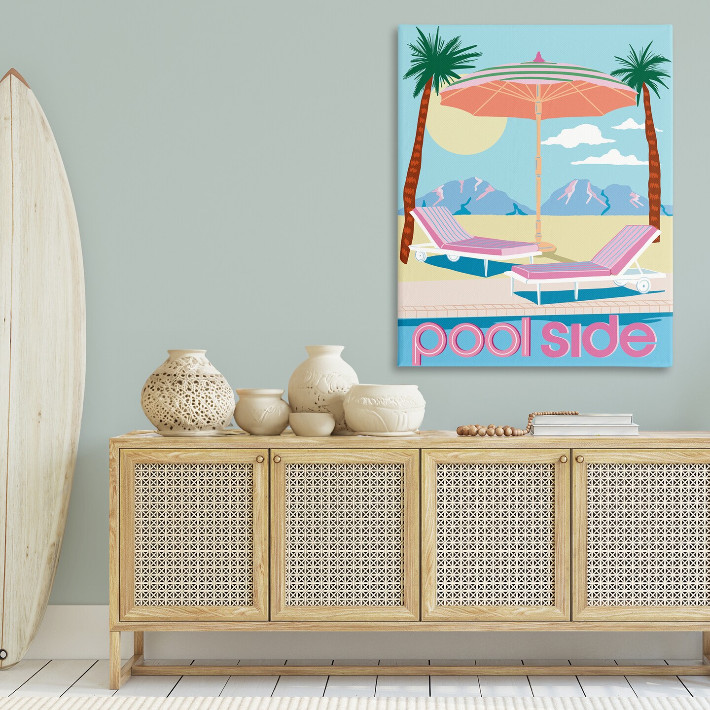 Stupell Industries Preppy Coastal Poolside Canvas Wall Art Design by Jo Reid