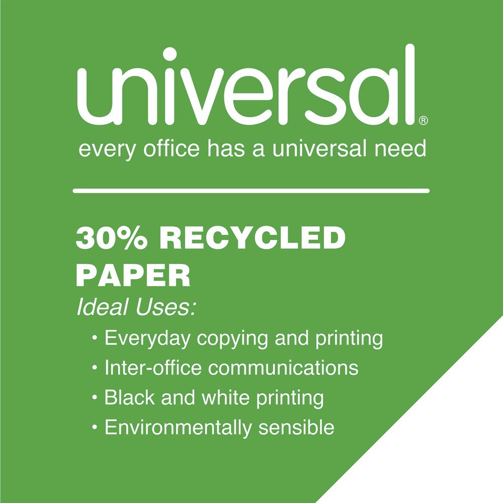 Universal 20 lbs. Bond Weight 92 Bright 8.5 in. x 11 in. 30% Recycled Copy Paper - White (500 Sheets/Ream, 10 Reams/Carton)