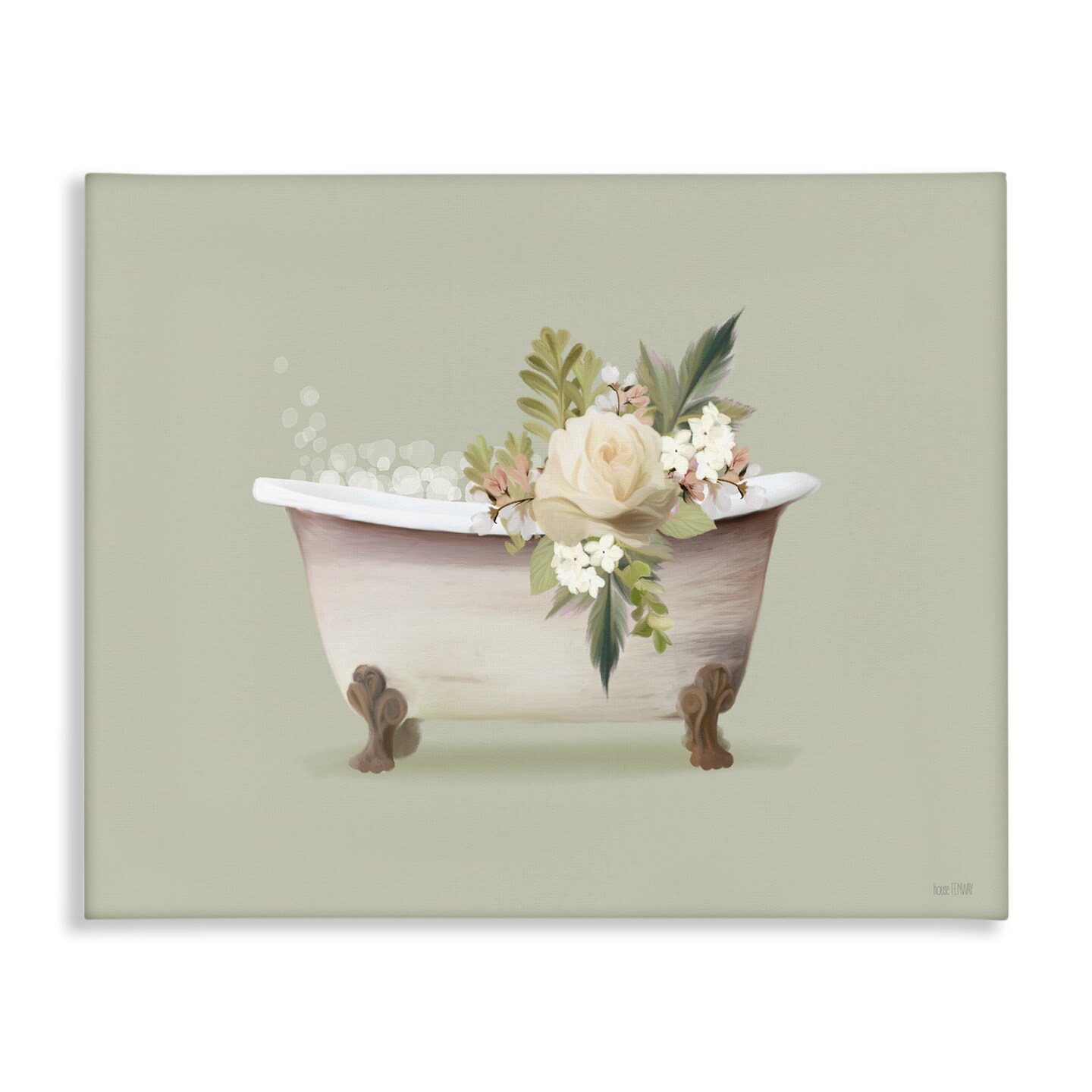 Stupell Industries Floral Rose Tub Canvas Wall Art Design by House Fenway