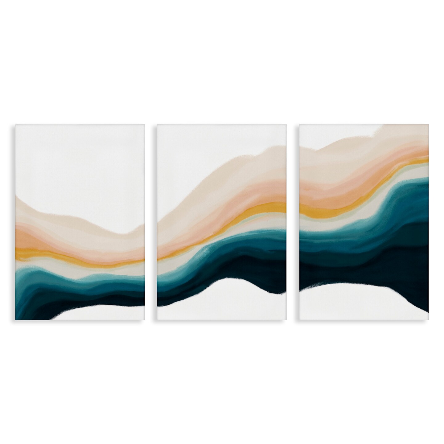Stupell Industries Fluid Peach Swirl 3pc Canvas Wall Art Set Design by JJ Design House, LLC.