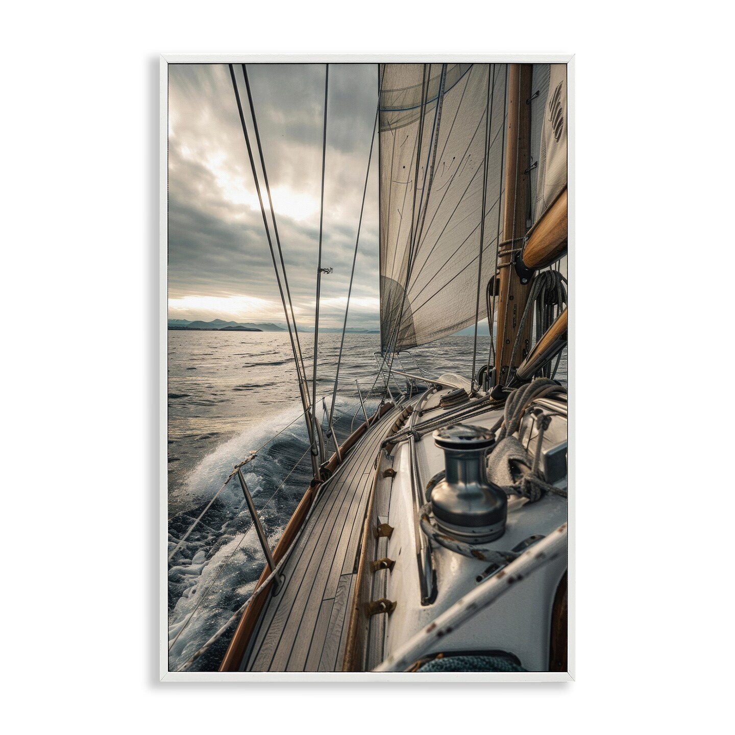 Stupell Industries Sailing Boat Wake Waves Framed Giclee Wall Art Design by LSR Design Studio