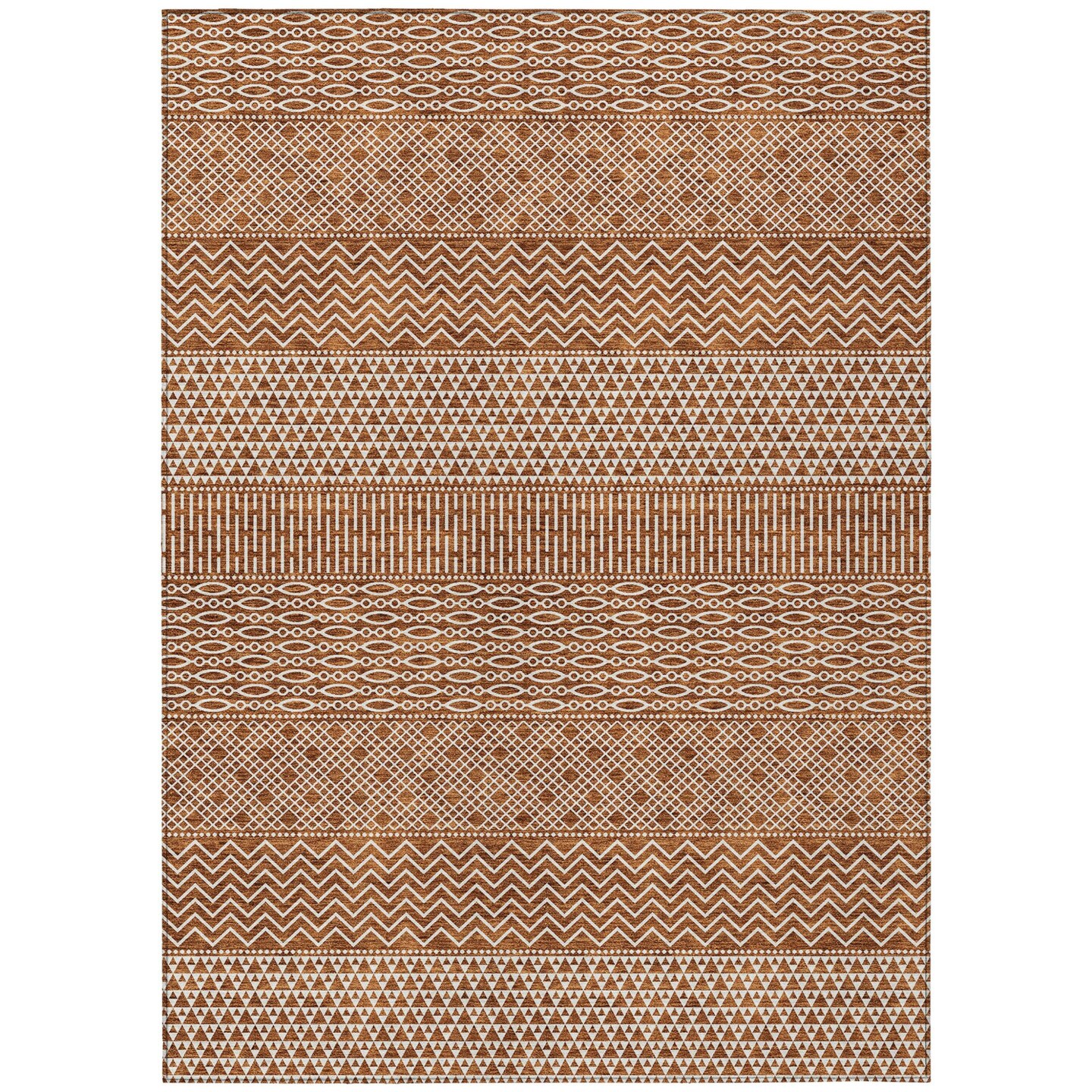 Edge Collections - 9' x 12' - Brown - Chevron Design Washable Area Rug for Indoor and Outdoor Use - 1 Piece