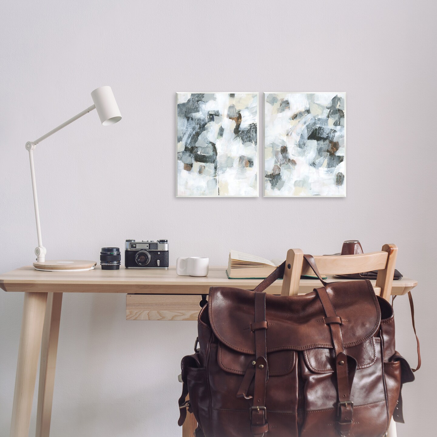 Stupell Industries Grey Faded Abstraction 2pc Wall Plaque Art Set Design by June Erica Vess