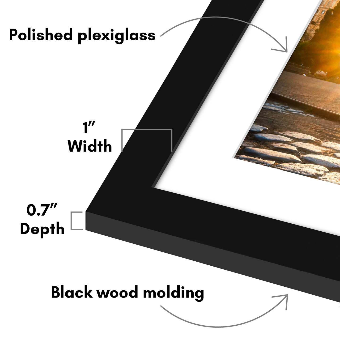 Americanflat Black Picture Frame Gallery Set - Shatter-Resistant Glass - White Mats - 6 Pack - Multi - Size for 8x10, 11x14, 18x24