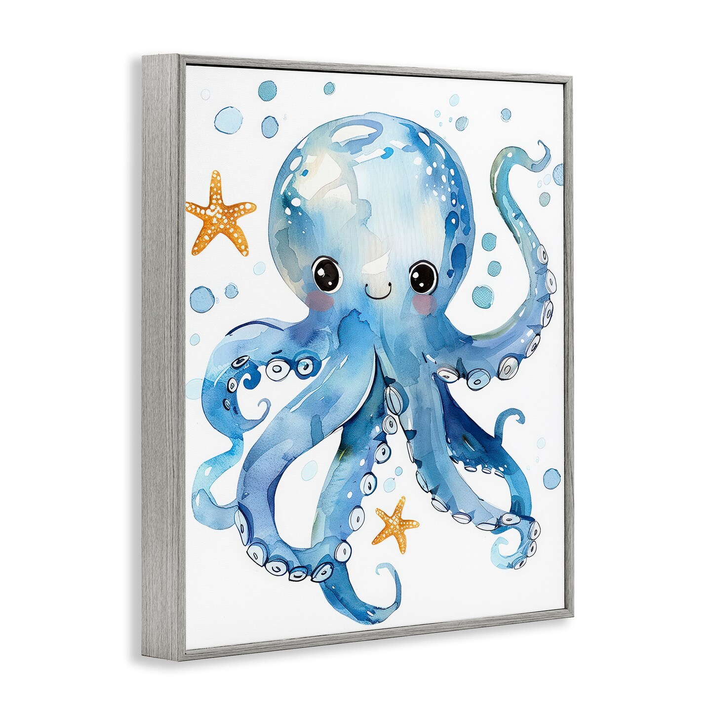 Stupell Industries Happy Smile Octopus Framed Giclee Wall Art Design by Franklyn Gregory