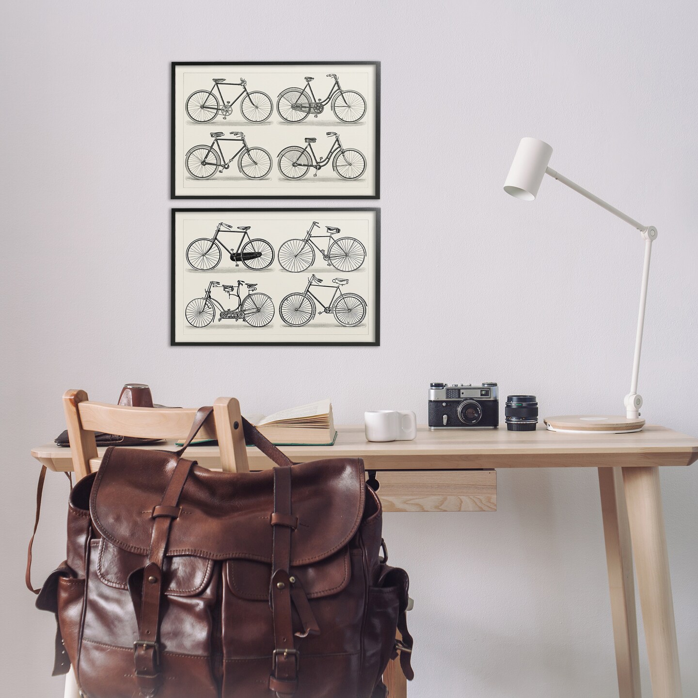 Stupell Industries Vintage Bicycle Styles 2pc Framed Giclee Wall Art Set Design by Vision Studio