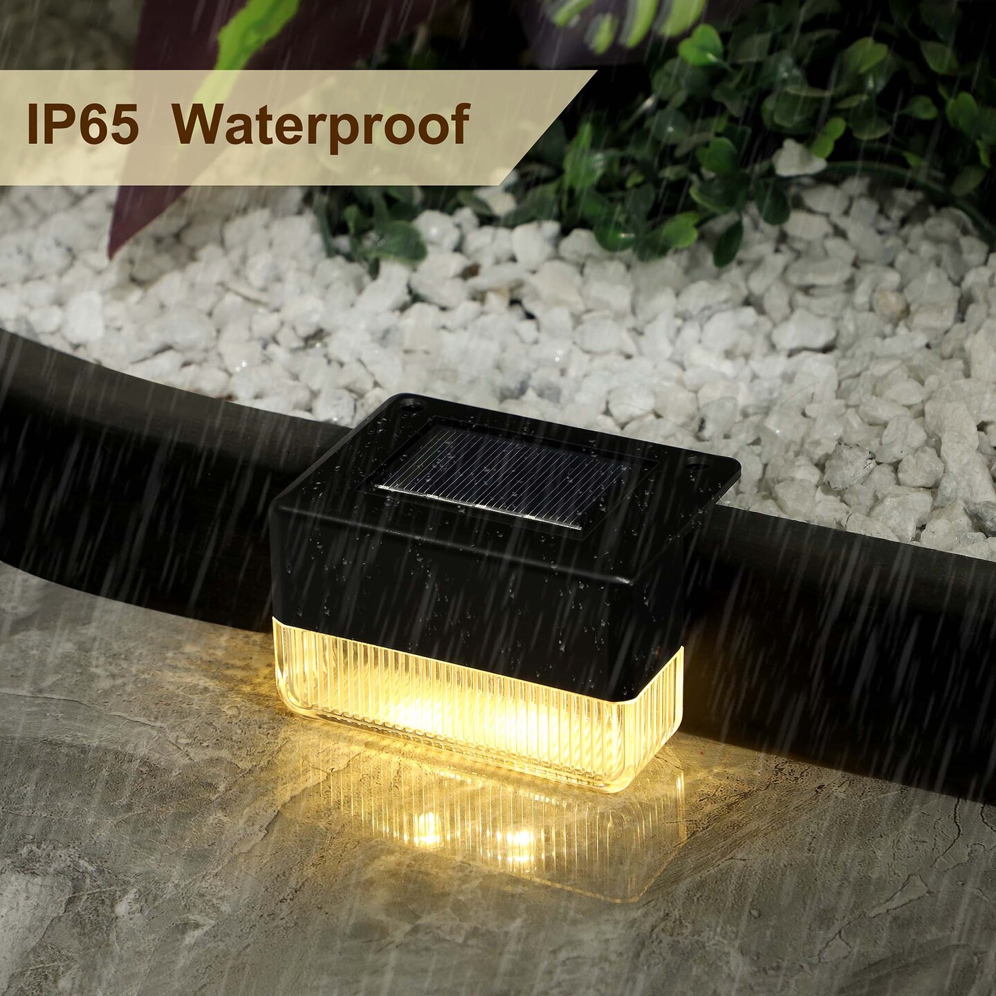 8pcs Solar Deck Lights Step Light Outdoor Pathway Fence Light 2 Lighting Modes