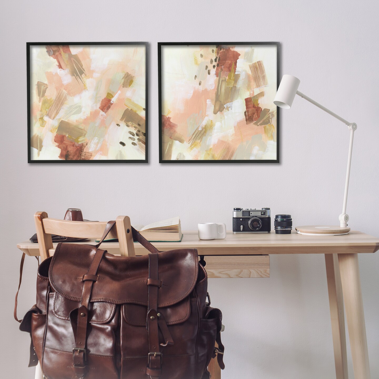 Stupell Industries Energetic Beige Palette 2pc Framed Giclee Wall Art Set Design by June Erica Vess