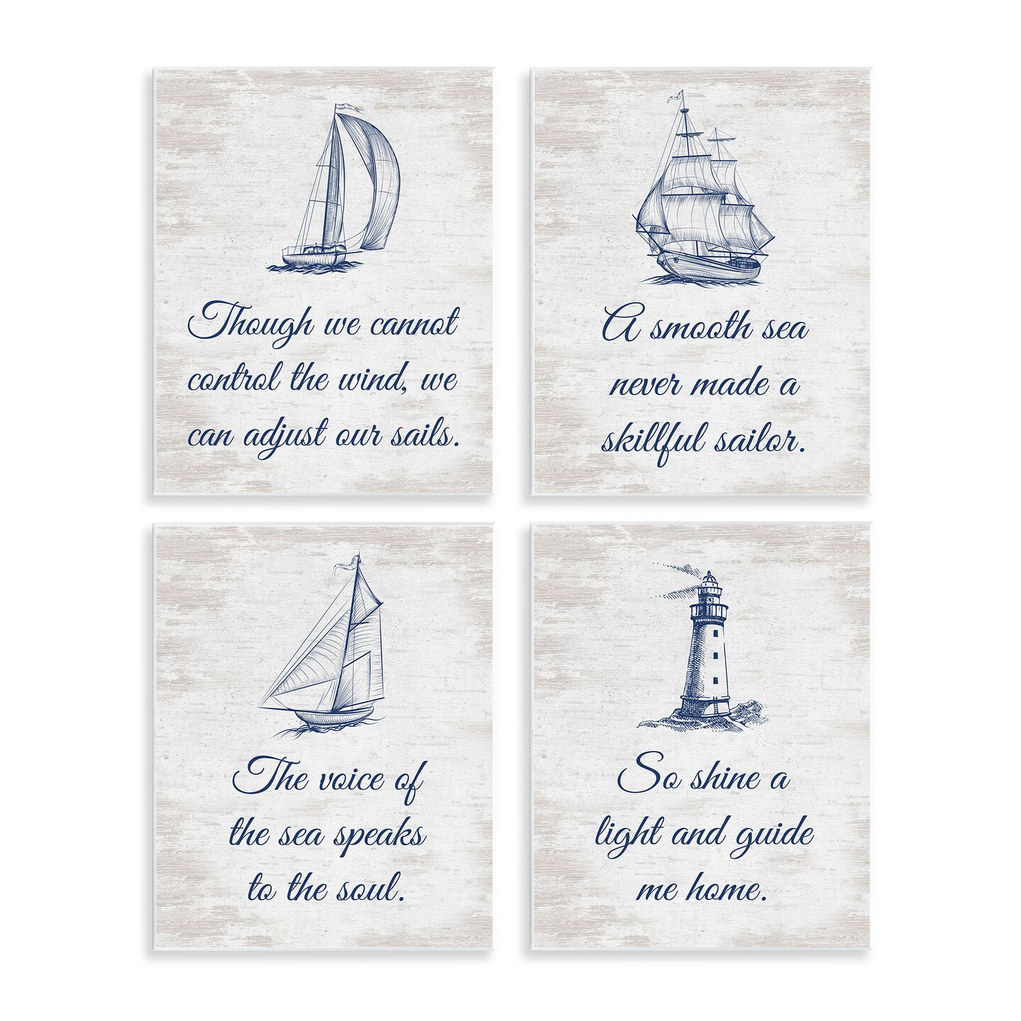 Stupell Industries Timeless Nautical Phrases 4pc Wall Plaque Art Set Design by Lettered and Lined