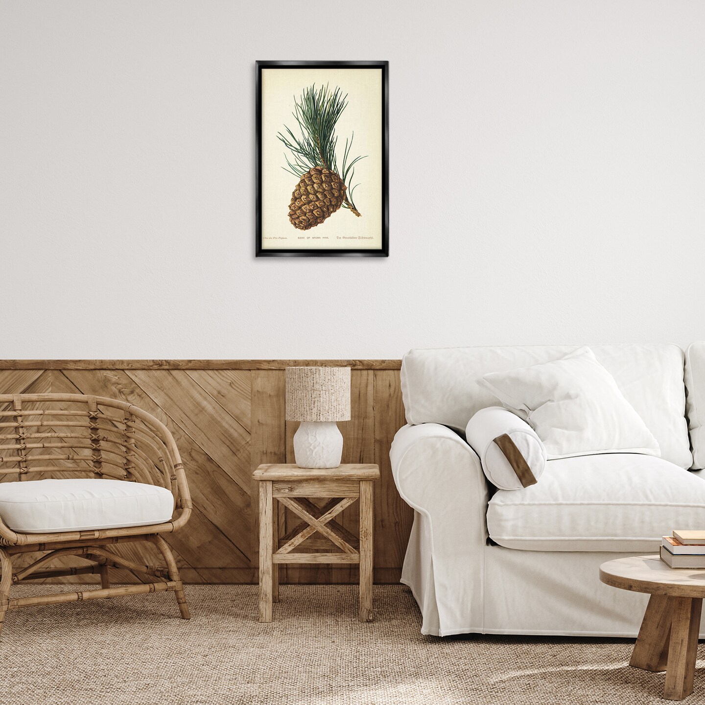 Stupell Industries Detailed Pine Cone Sprig Floater Framed Canvas Wall Art Design by Tina Higgins Designs, Inc.