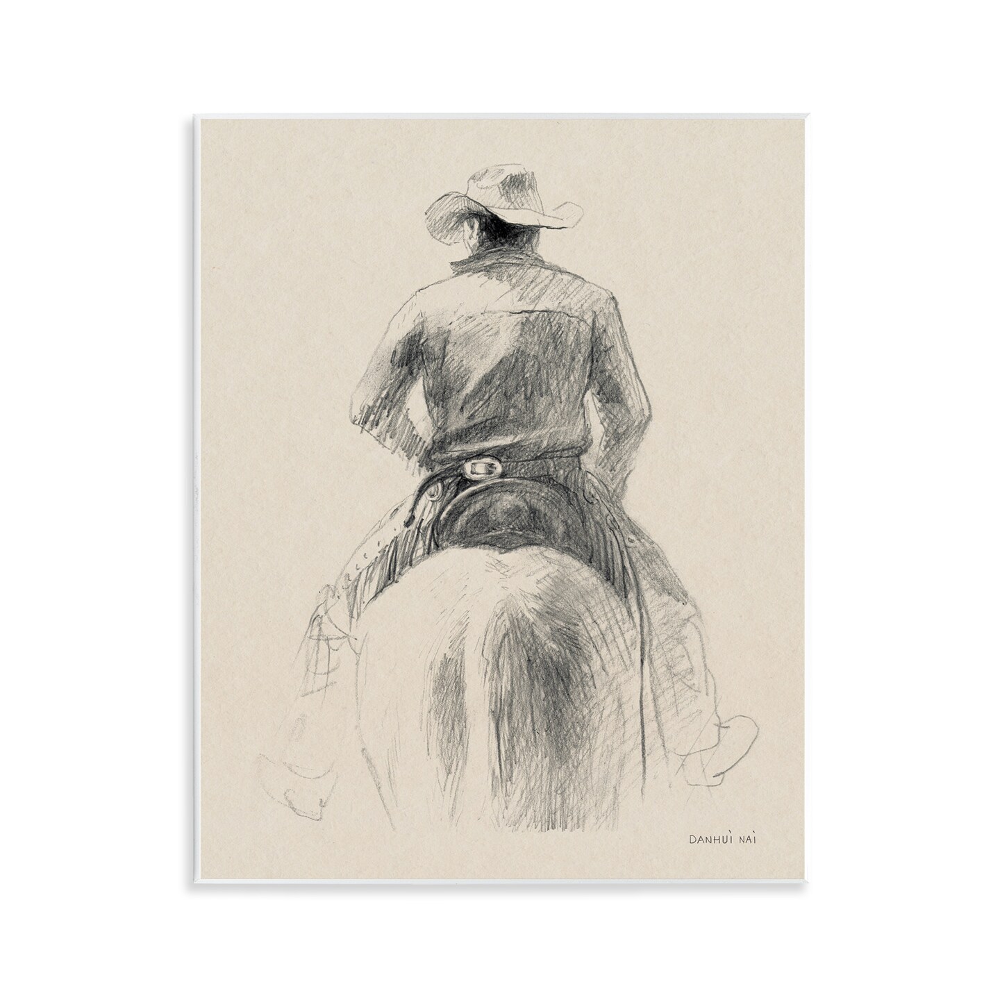 Stupell Industries Traditional Drawing of Cowboy Wall Plaque Art Design by Danhui Nai