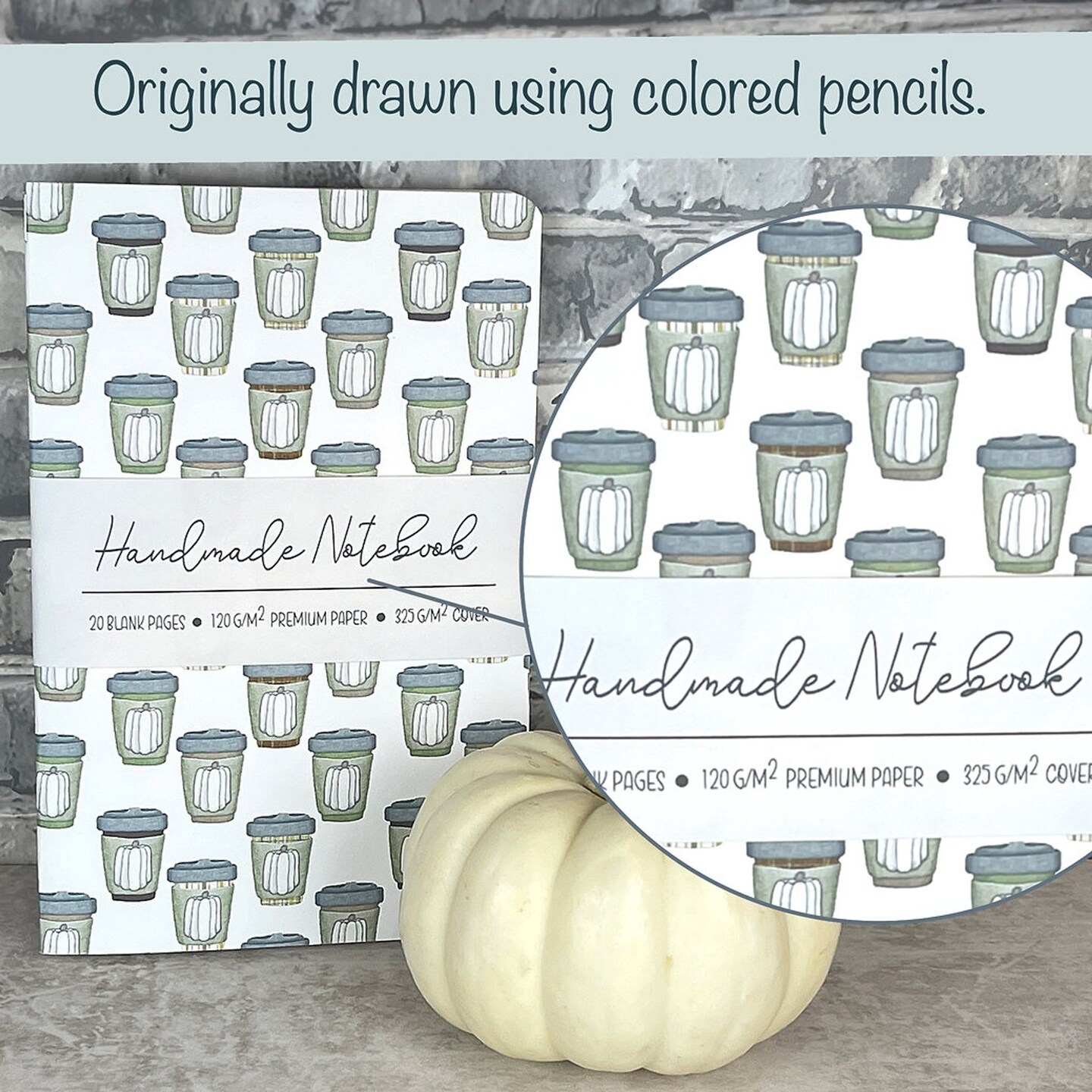 Edge Collections - 8&#x22; x 5.25&#x22; - White - Pumpkin Spice Pattern Journal for Seasonal Writing - 1 Piece