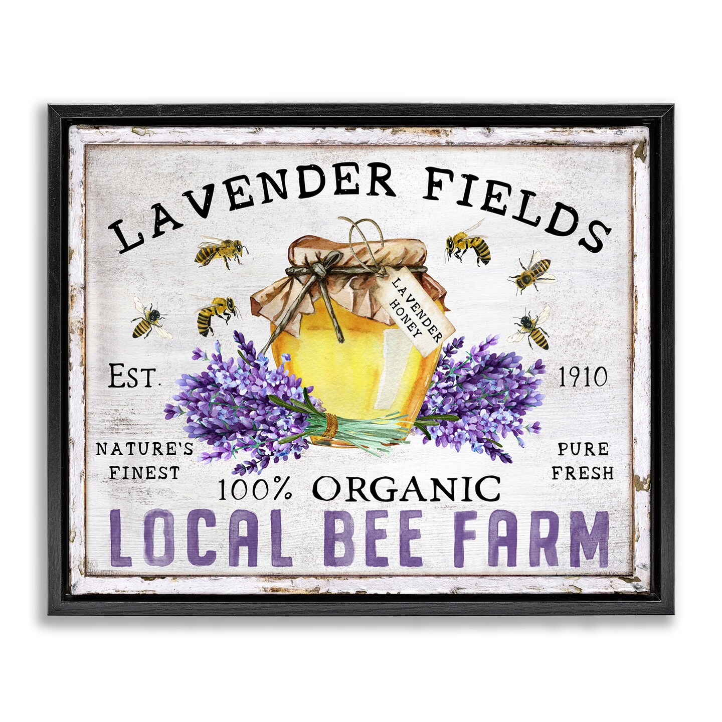 Stupell Industries Lavender Fields Bee Farm Floater Framed Canvas Wall Art Design by Creatif Belle