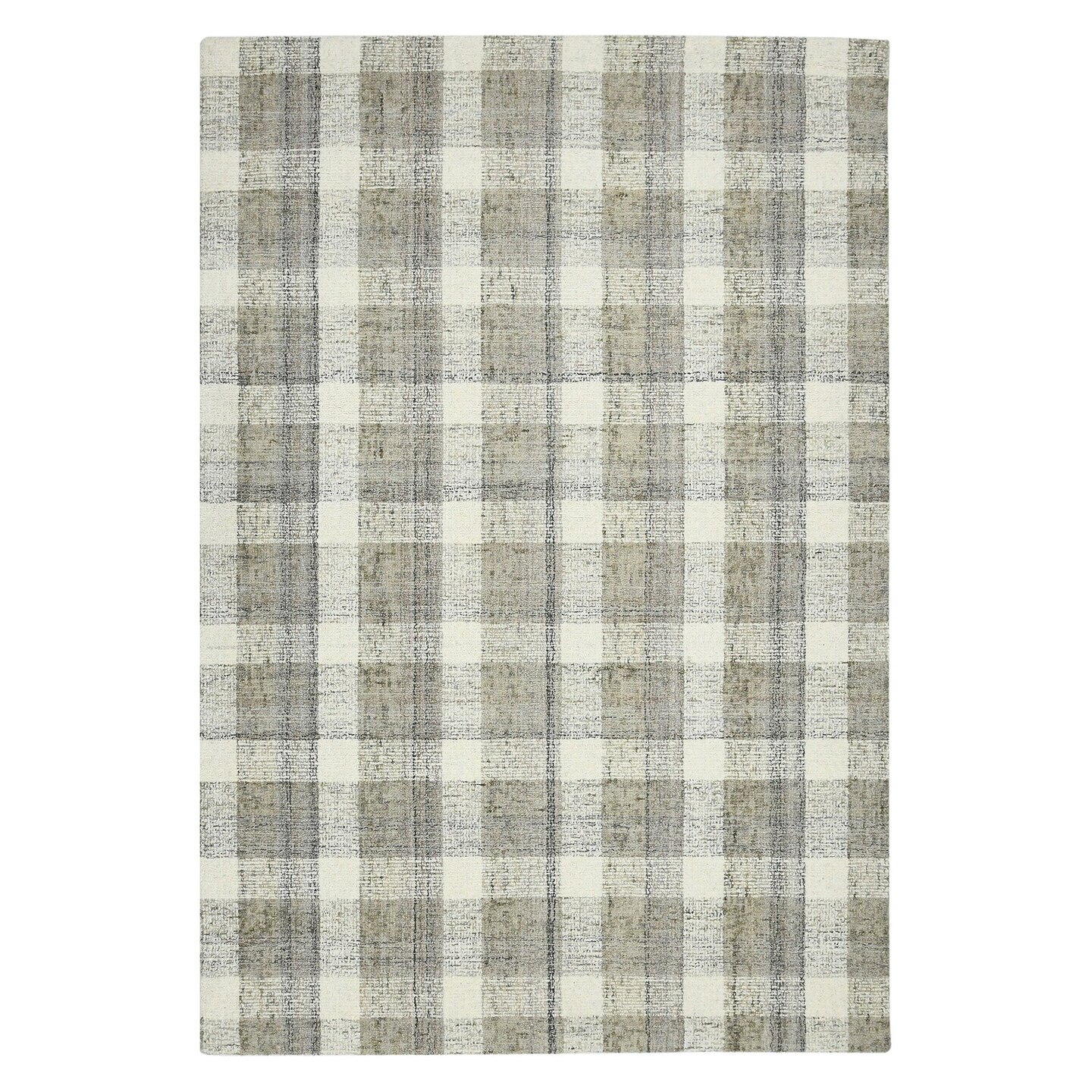 Edge Collections - 8' X 10' - Gray - Hand-Tufted Plaid Area Rug for Stylish Home Décor - 1 Piece