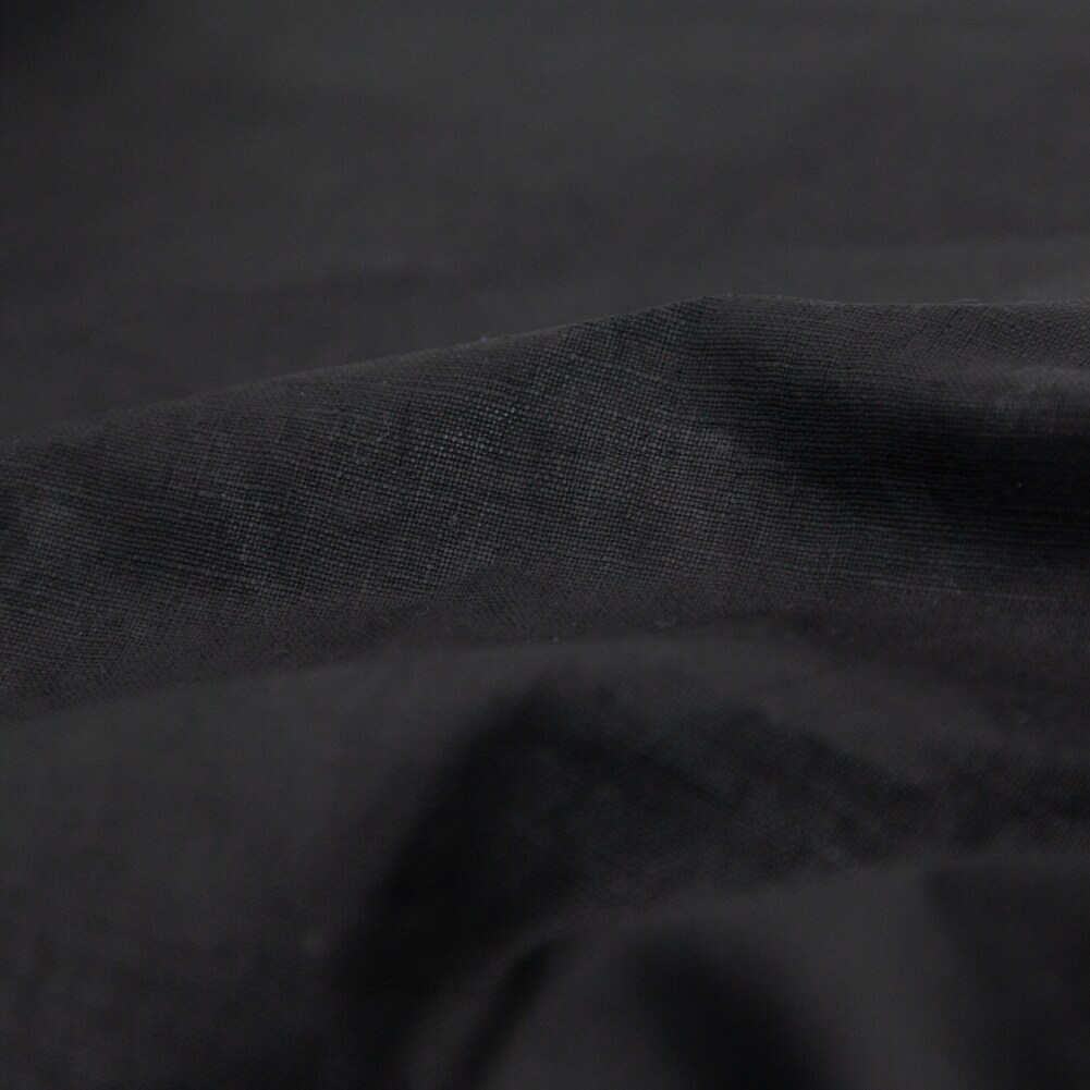 1 Yard Midnight Blue Linen Woven with Pale Black Topcoat Solid Fabric