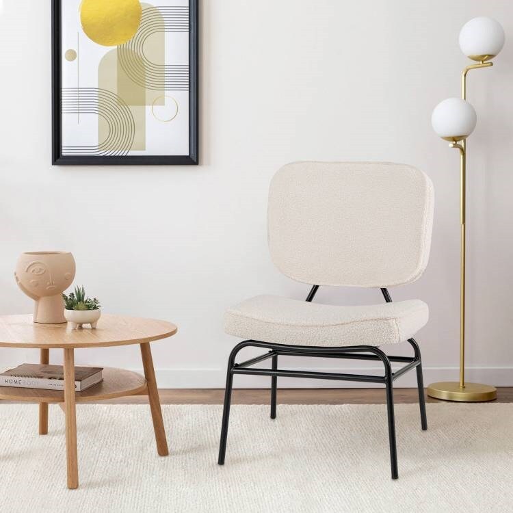 Comfortable Sherpa Upholstered Accent Chair with Ergonomic Support for Living Room or Bedroom