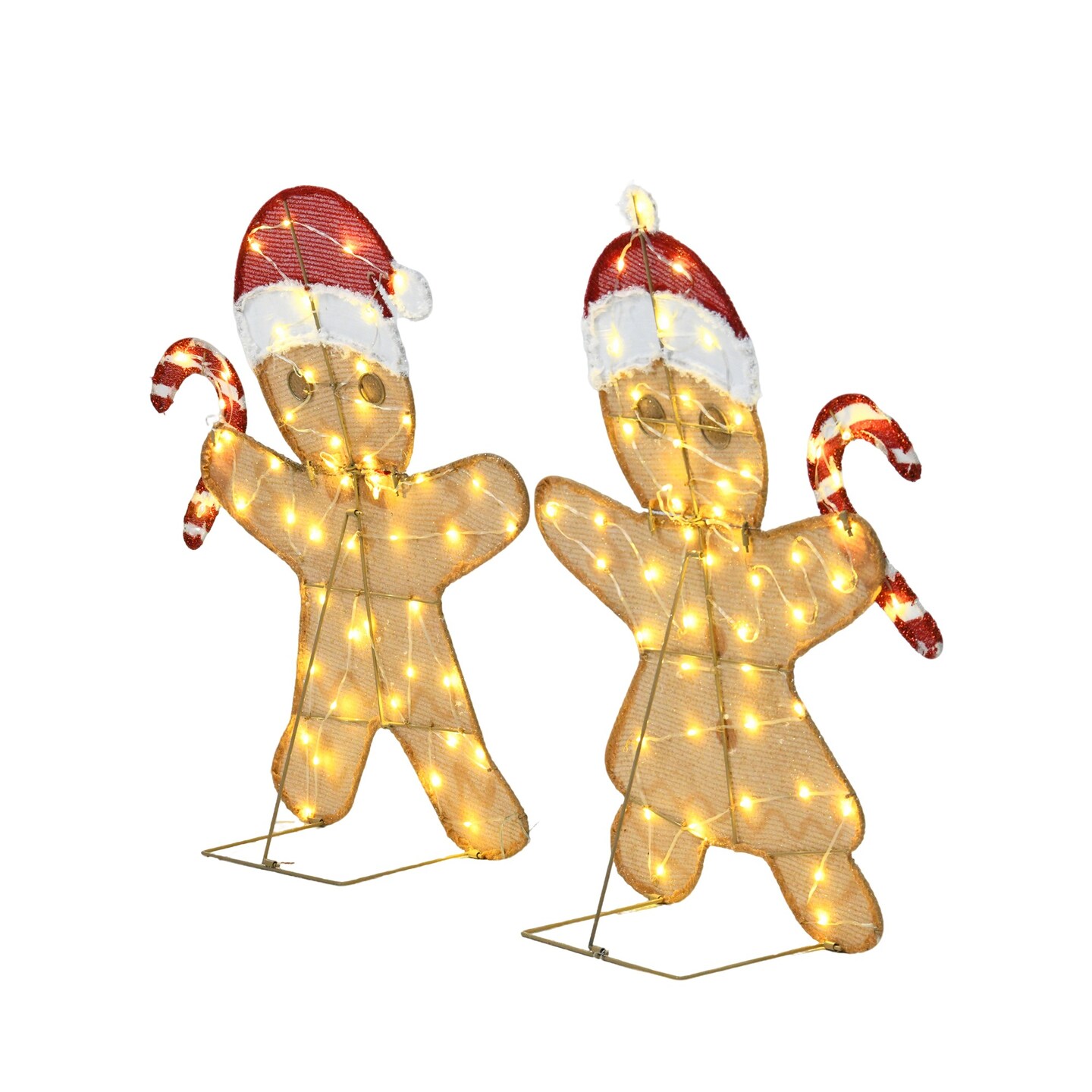 32 Inch H Set of 2 Heart Shaped Gingerbread Men with Box 50L Warm