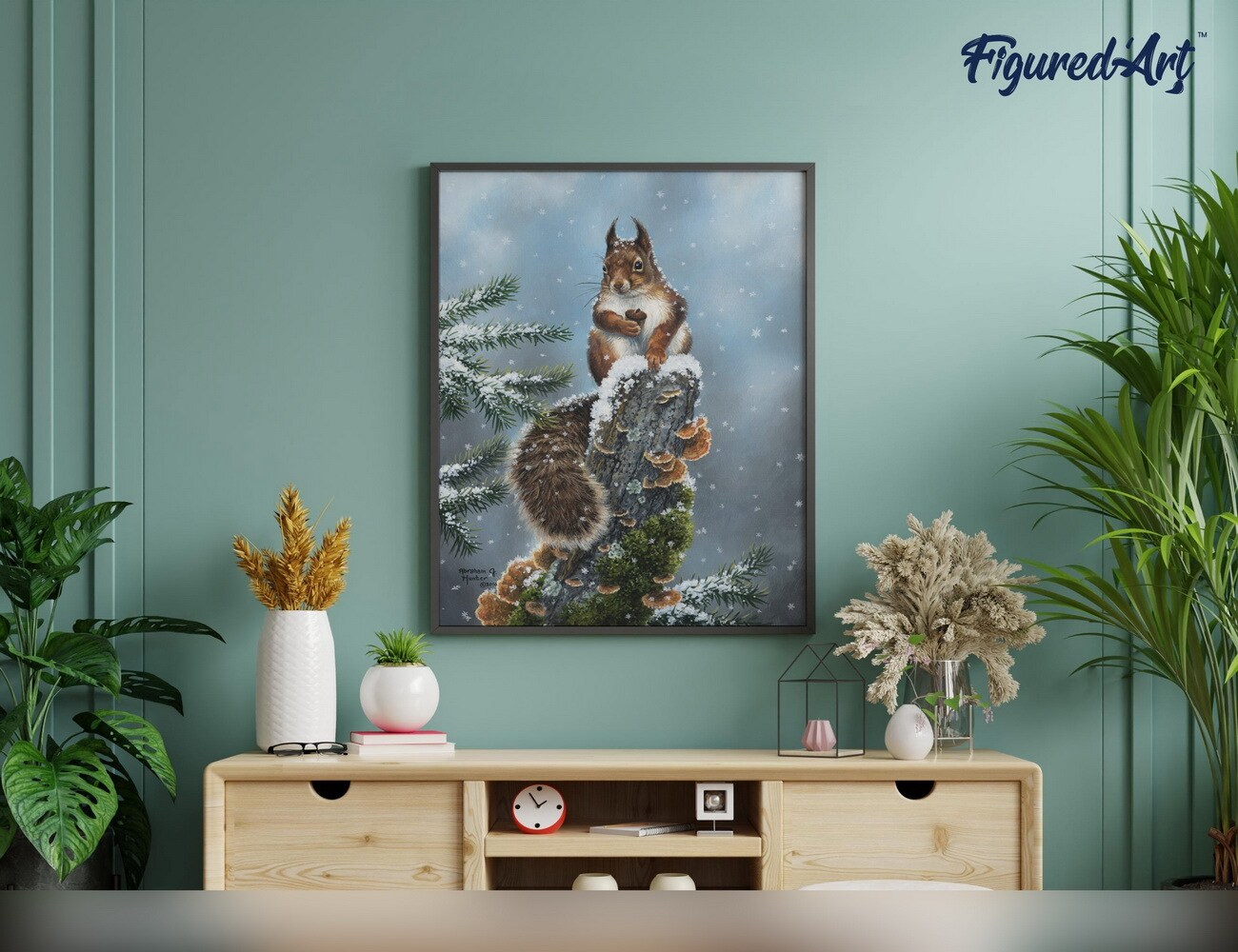 Figured&#x27;Art Paint by Numbers Kit for Adults Perched Squirrel 16&#x22;x20&#x22; - Craft Art Painting DIY Kit Rolled Canvas without frame