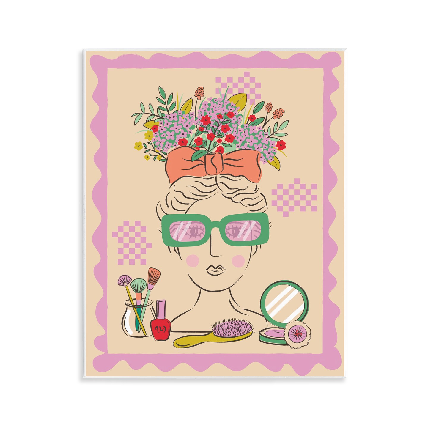 Stupell Industries Makeup & Fashion Boudoir Wall Plaque Art Design by Lisa Perry Whitebutton