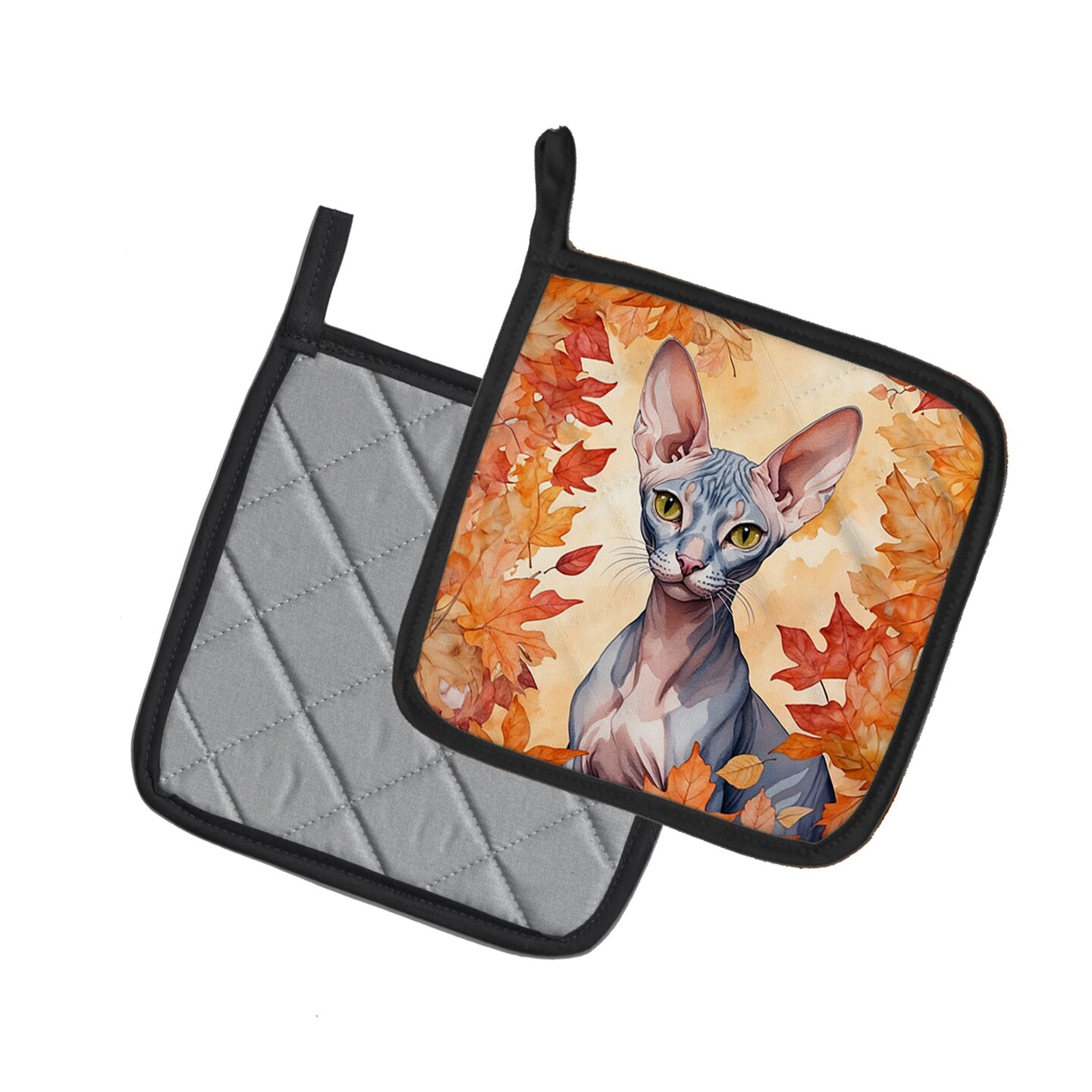 Edge Collections - Multicolor - Cute Fall Cats Pair of Oven Pot Holders - 2 Piece