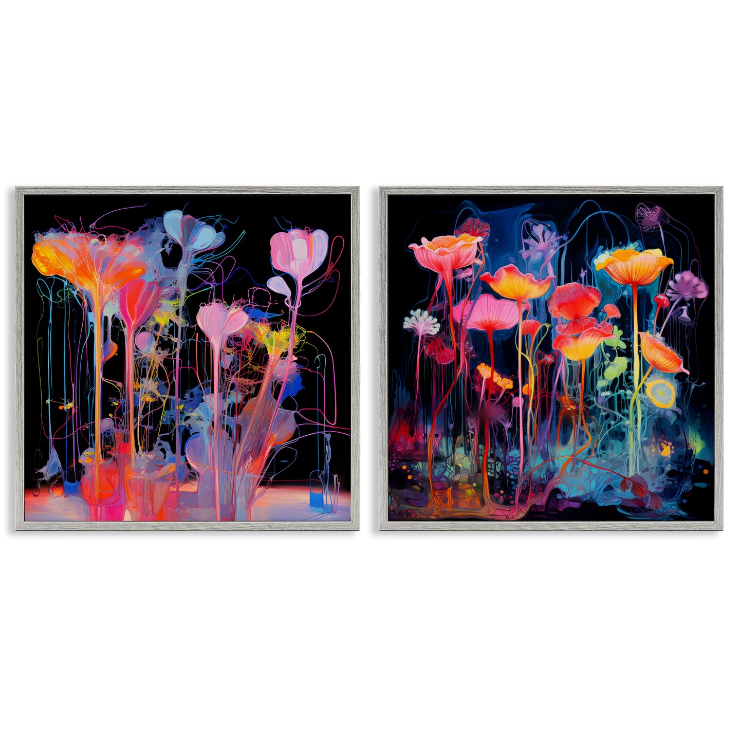 Stupell Industries Contrasting Otherworldly Blossoms 2pc Framed Giclee Wall Art Set Design by Nuk Nalandro