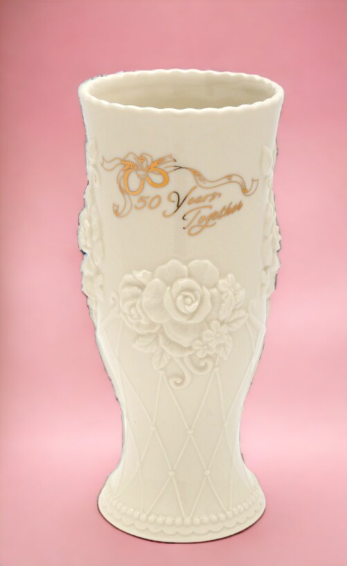 Ceramic 50th Anniversary Flower Vase, Anniversary D&#xE9;cor or Gift