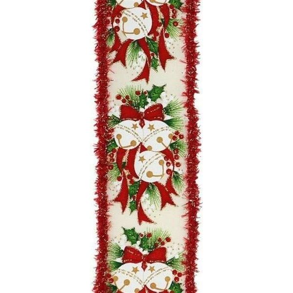 2.5&#x22; Jingle Bell Holly Drift Ribbon: Ivory (10 Yards)