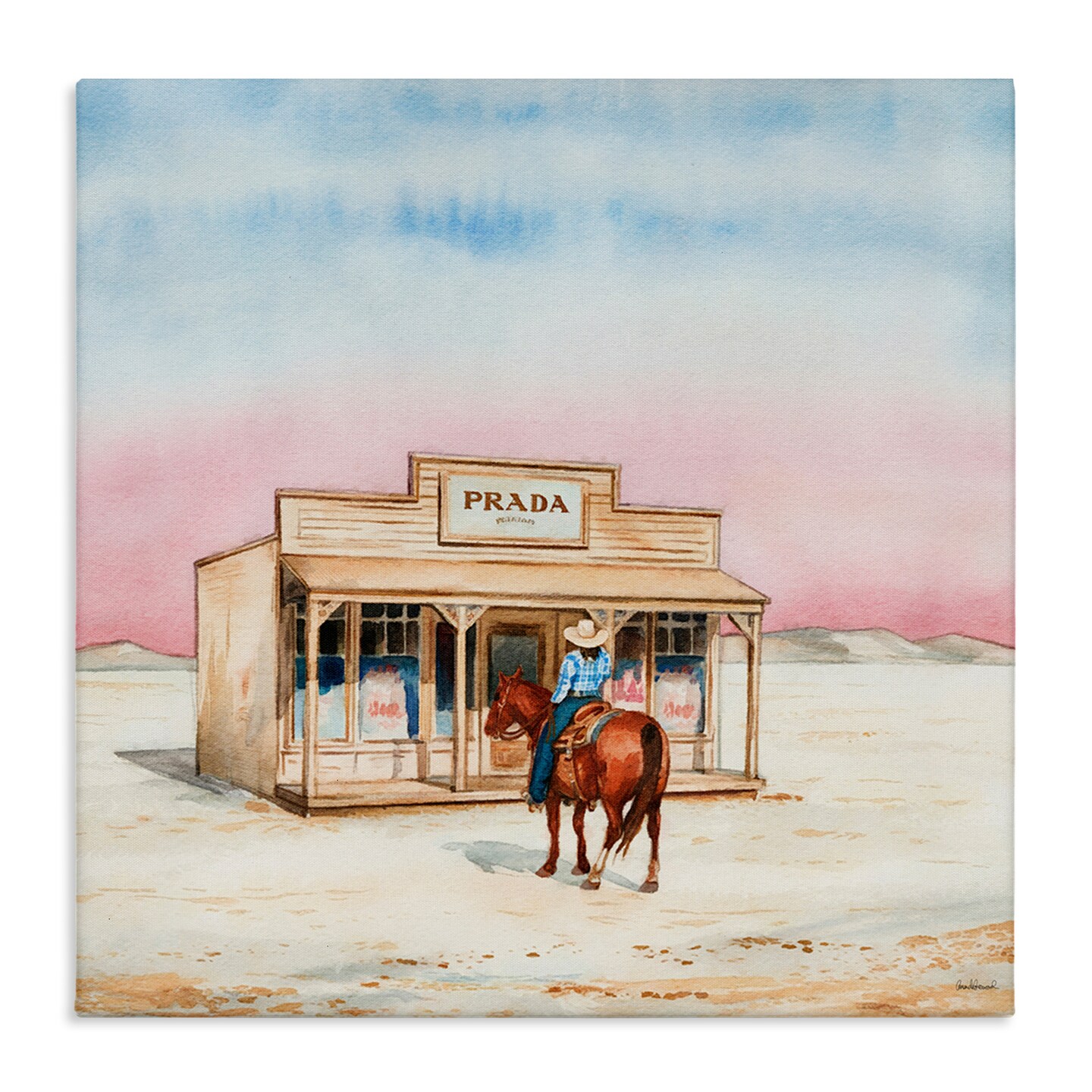 Stupell Industries Cowgirl at Desert Shop Canvas Wall Art Design by Amanda Greenwood