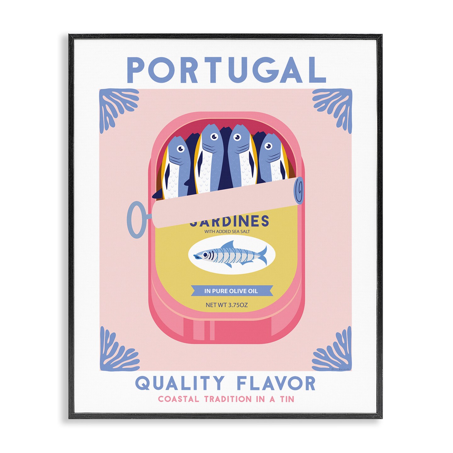 Stupell Industries Portugal Sardine Can Framed Giclee Wall Art Design by Omar Escalante