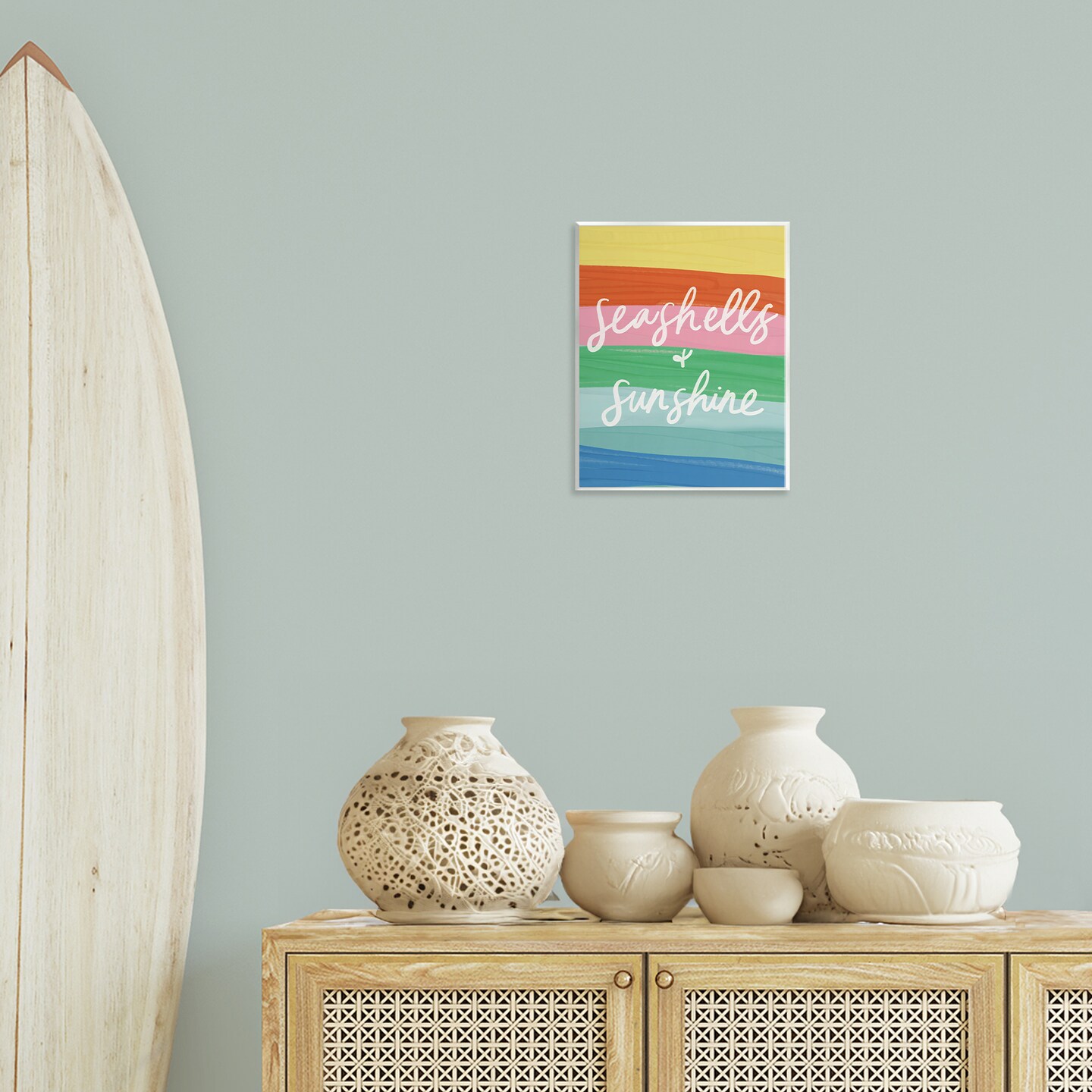 Stupell Industries Seashells &#x26; Sunshine on Rainbow Wall Plaque Art Design by Amanda Houston