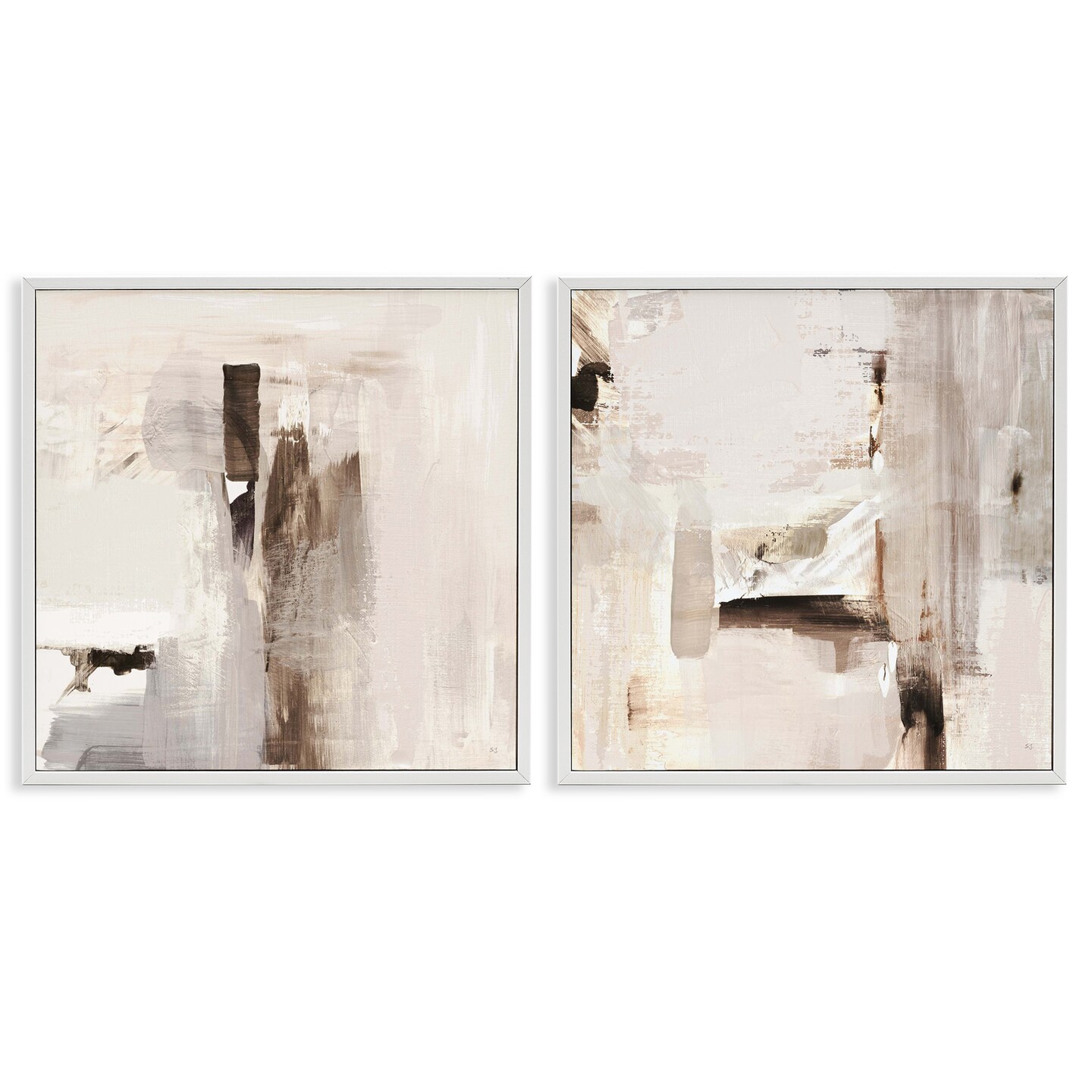 Stupell Industries Neutral Forms on Beige 2pc Framed Giclee Wall Art Set Design by Susan Jill