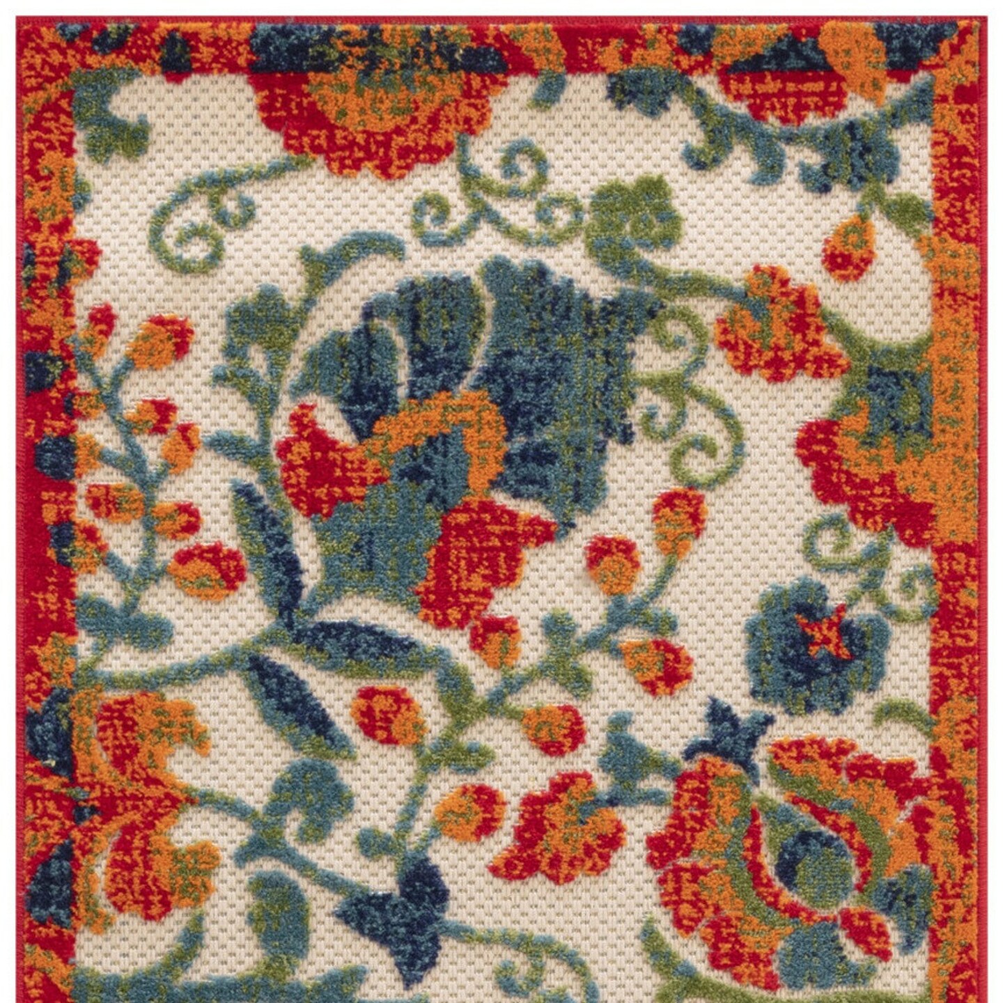 Edge Collections - 8' - Multicolor - Indoor Outdoor Floral Runner Rug - 1 Piece