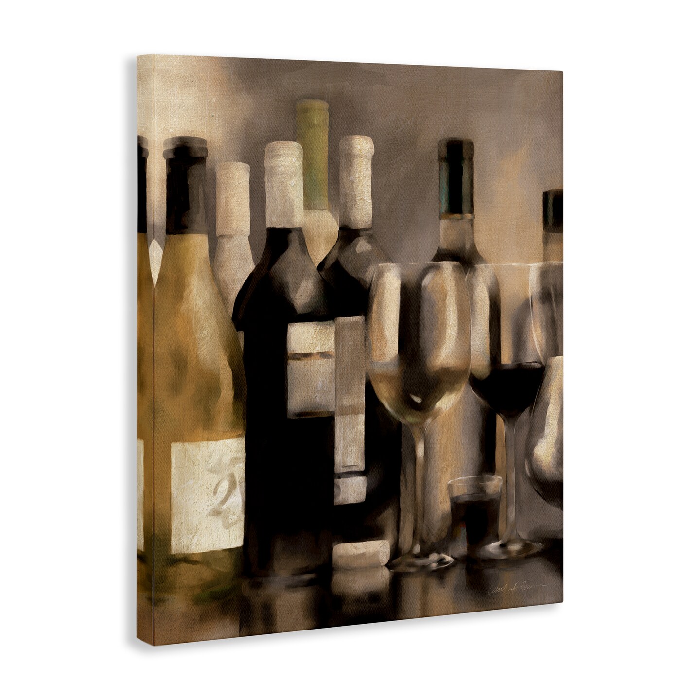 Stupell Industries Wine Bottles on Bar Canvas Wall Art Design by Carol Robinson