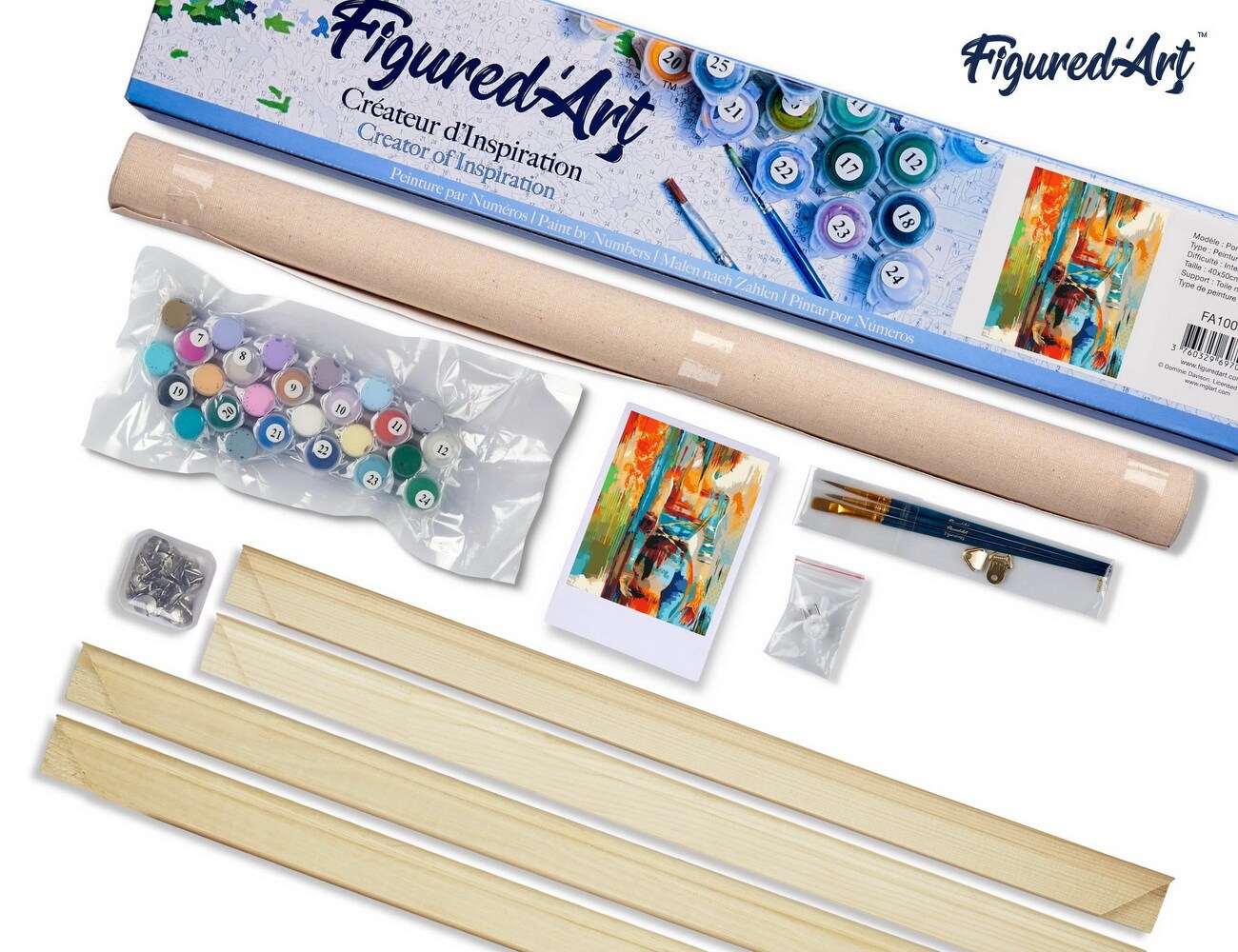 Figured&#x27;Art Paint by Numbers Kit for Adults Beauty in colours 16&#x22;x20&#x22; - Craft Art Painting Rolled Canvas with DIY wooden frame