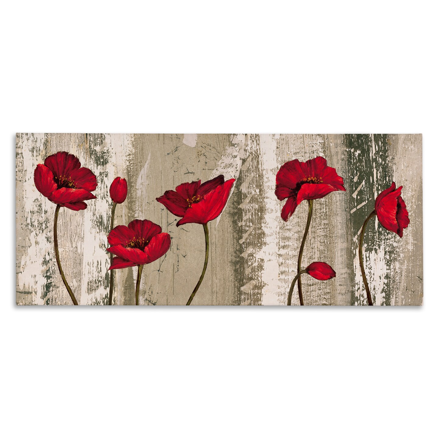 Stupell Industries Red Anemones on Tan Canvas Wall Art Design by Brian Foster