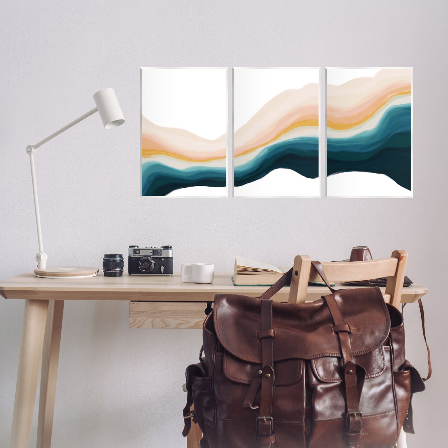 Stupell Industries Fluid Peach Swirl 3pc Wall Plaque Art Set Design by JJ Design House, LLC.