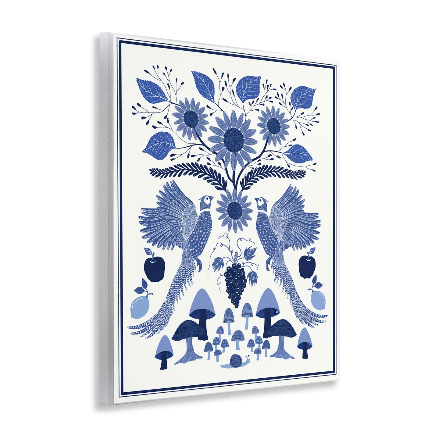 Stupell Industries Woodland Blue Folk Pattern Wall Plaque Art Design by Darlene Seale