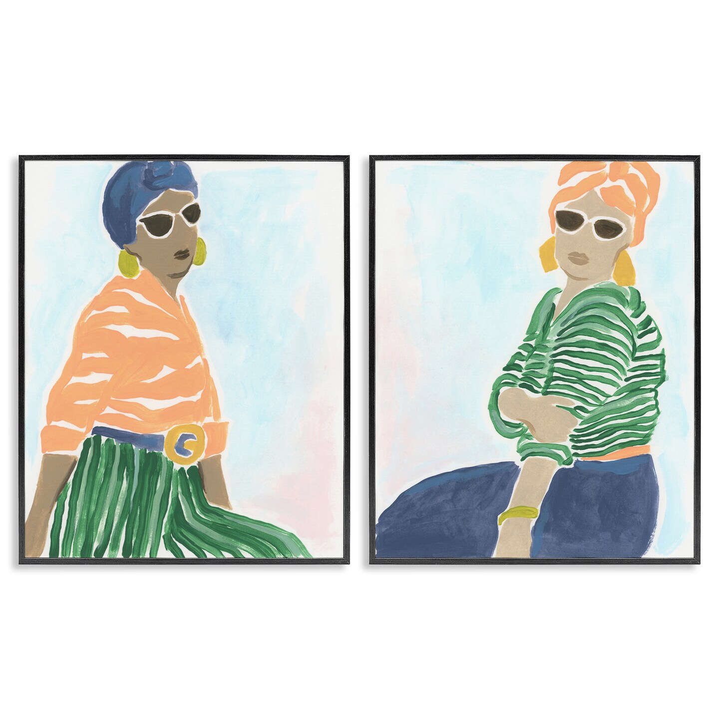 Stupell Industries Trendy Summer Style Women 2pc Framed Giclee Wall Art Set Design by June Erica Vess