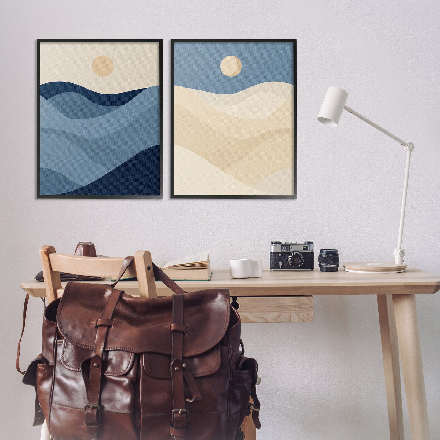 Stupell Industries Boho Waves & Dunes 2pc Framed Giclee Wall Art Set Design by Daphne Polselli