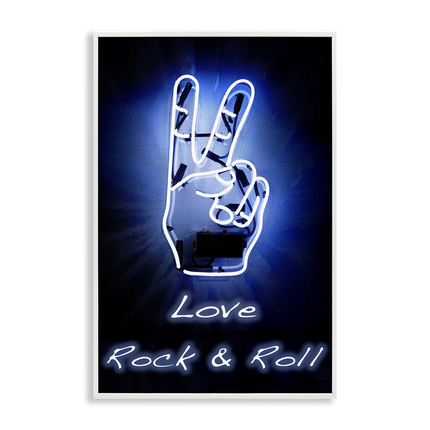 Stupell Industries Love Rock &#x26; Roll Neon Framed Giclee Wall Art Design by Graffi*tee Studios