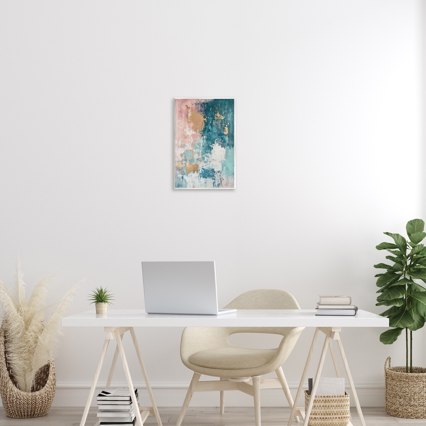 Stupell Industries Teal Green Gold Abstract Wall Plaque Art Design by Gina Kelly